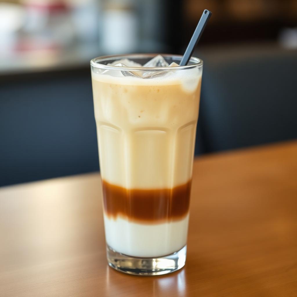 Vaníliás jeges latte szerzetesgyümölcs sziruppal